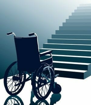 It may be a challenge to get a wheelchair up and down stairs