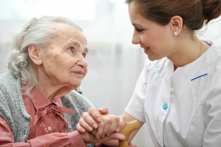Nurse taking care of elderly