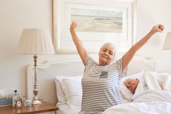 Old Woman Waking Up Happy