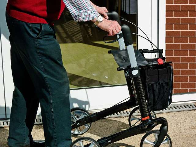 A rollator walker with bag