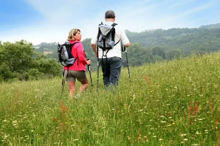 Senior couple hiking together