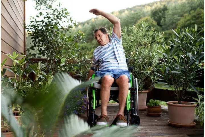 man on wheels doing exercise