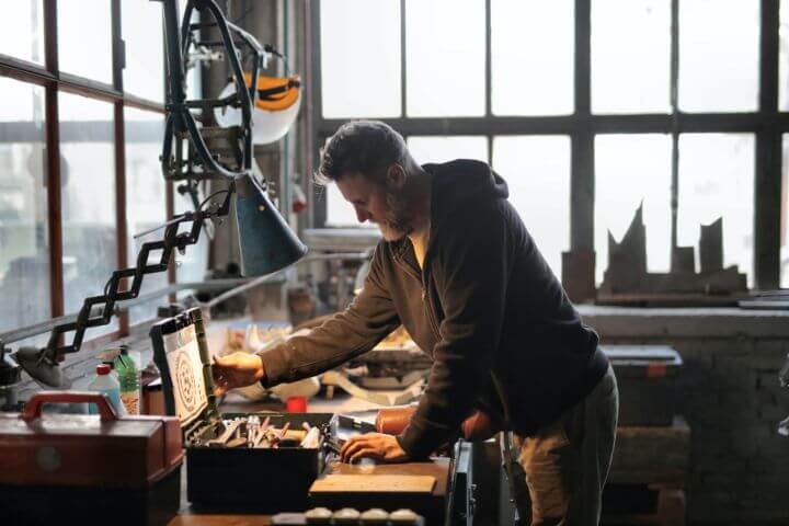 old man in his workshop