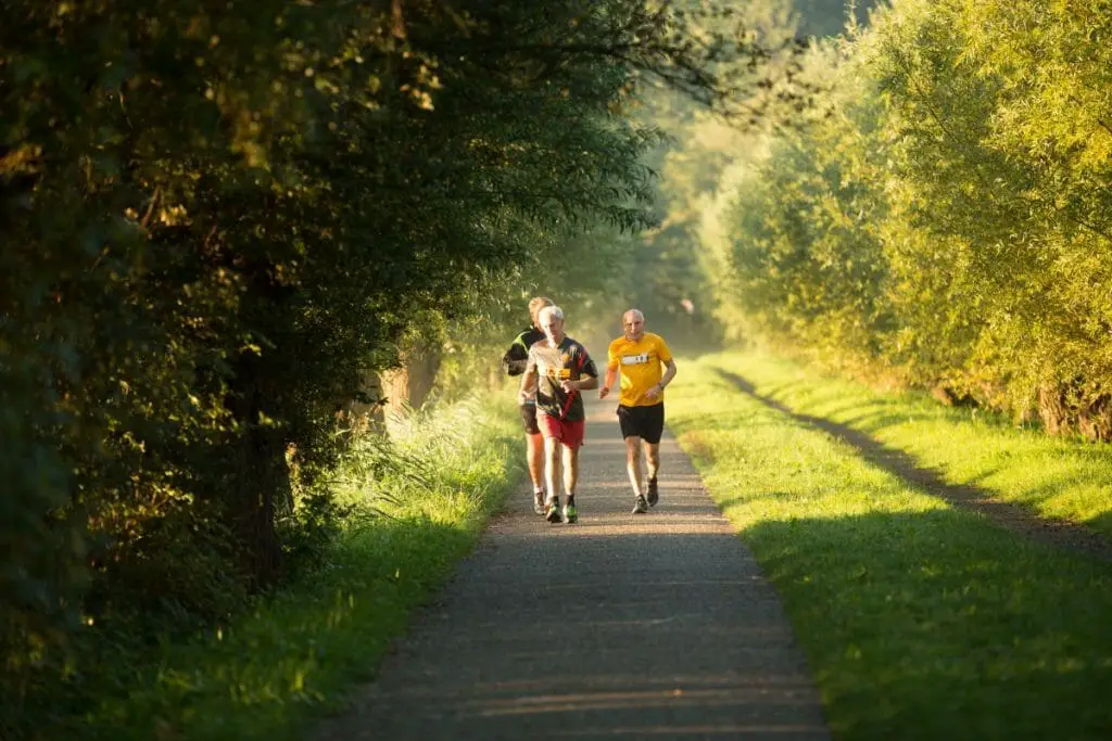 Elderly people jogging