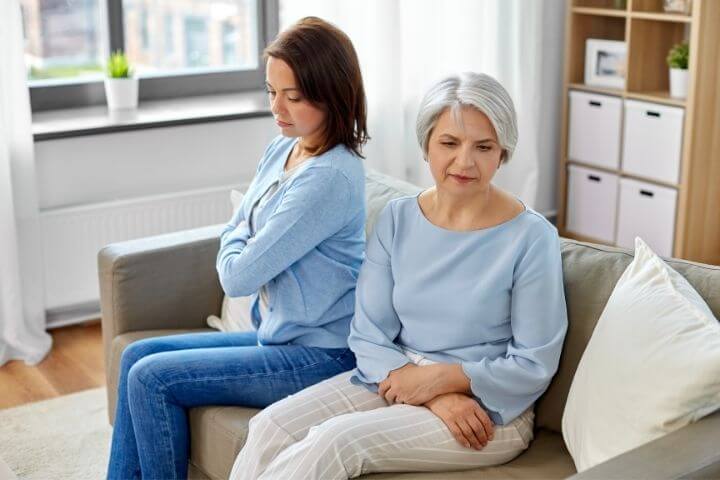 Senior Mother and Adult Daughter arguing