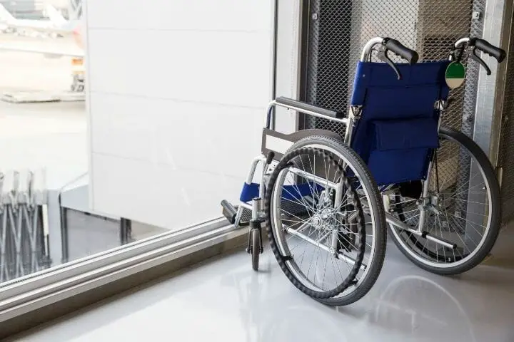 empty wheelchair on airport