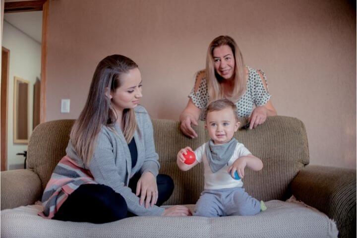 grandmother, mother, and son