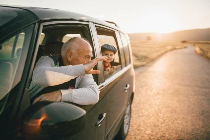 grandson and grandfather on the road trip