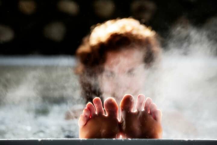 in a hot tub