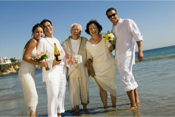 newly wed with their wedding guests