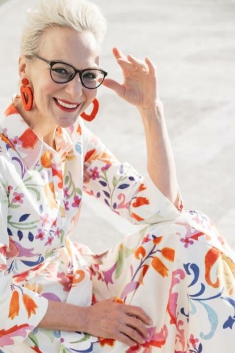 senior woman on floral dress