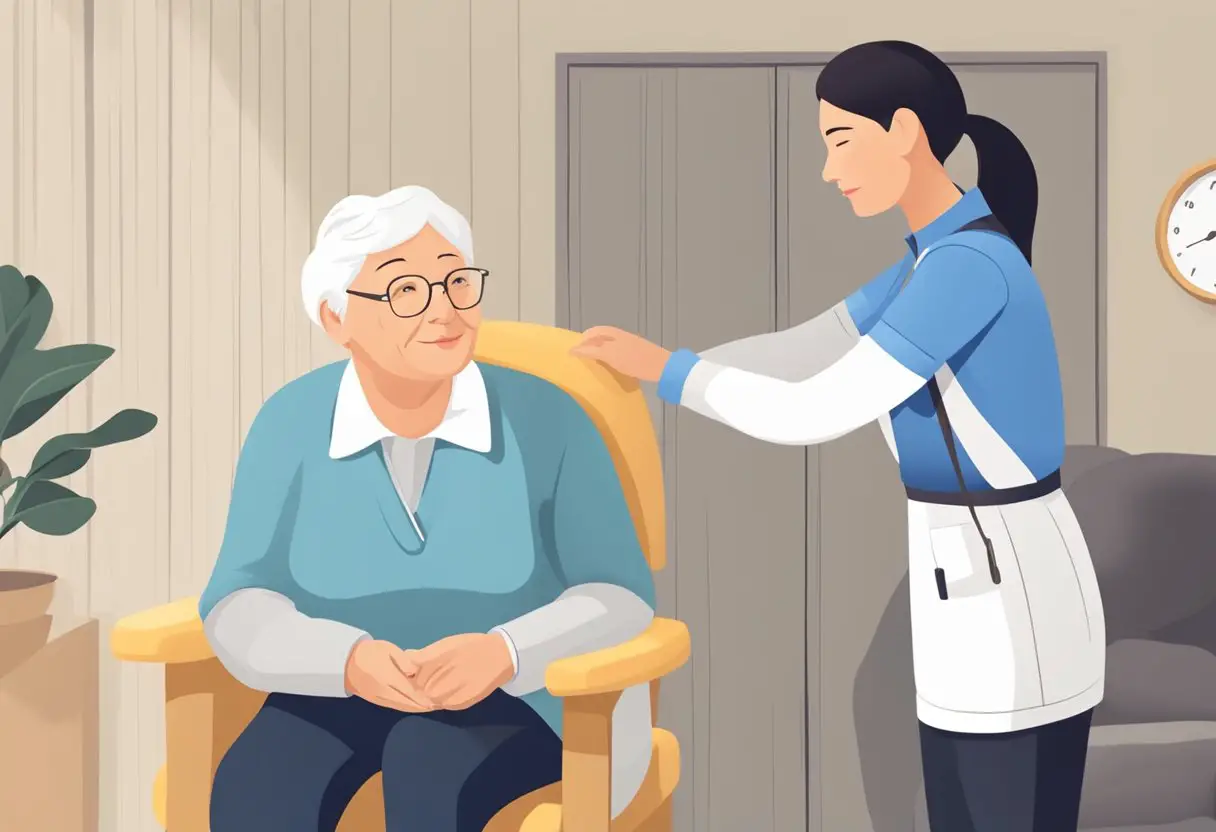 A caregiver providing emotional support to an elderly person with diabetes