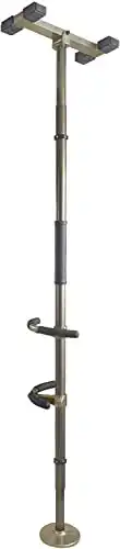 Signature Life Sure Stand Pole, Elderly Tension Mounted Floor to Ceiling Transfer Pole, Bathroom Safety Grab Bar and Stability Rail with Adjustable Curve Hand Grips and Padded Handle, Deep Bronze