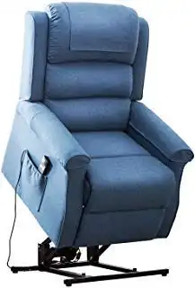 Irene House Power Lift Chair Modern Transitional Chair Lifts for Elderly Up to 300 LBS Soft Linen Breath Suede Fabric Sofa Lift Chairs Recliners Power Lift Recliner with Side Pocket (Blue)