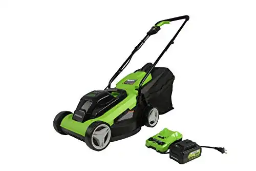 Greenworks 24V 13-Inch Cordless (2-In-1) Push Lawn Mower, 4.0Ah USB Battery (USB Hub) and Charger Included MO24B410