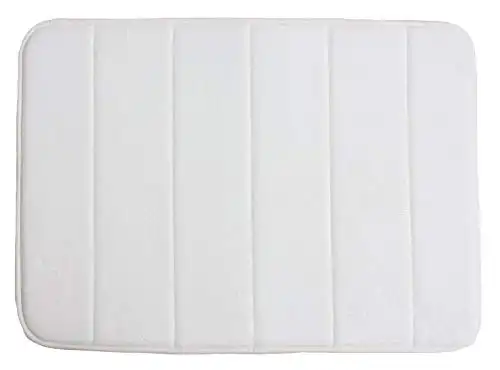 VANRA Small Bath Mat Bath Rugs Anti-Slip Memory Foam Non-Slip Bathroom Mat Soft Bathmat Carpet 15.7" X 23.6" (White)