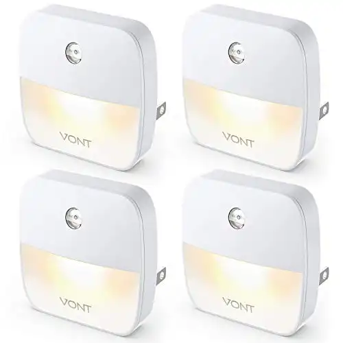 Vont 'Aura' LED Night Light (Plug-in) Super Smart Dusk to Dawn Sensor, Auto Night Lights Suitable for Bedroom, Bathroom, Toilet, Stairs, Kitchen, Hallway, Kids, Adults, Compact Nightlight (4...