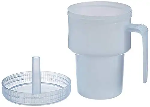 Sammons Preston Kennedy Cup, Spillproof Adult Sippy Cup with Handle & Secure Lid, 7 oz. No Spill Cups to Drink Warm & Cold Liquids Lying Down, Daily Living Glasses for Disabled & Elderly w...