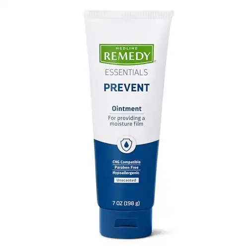 Medline Remedy Essentials Ointment (7 oz Tube), Unscented, Moisturizing Breathable Film, Aloe, Vitamins A, D & E, Soothing Incontinence Care for Adults & Elderly, Hypoallergenic, Paraben Free