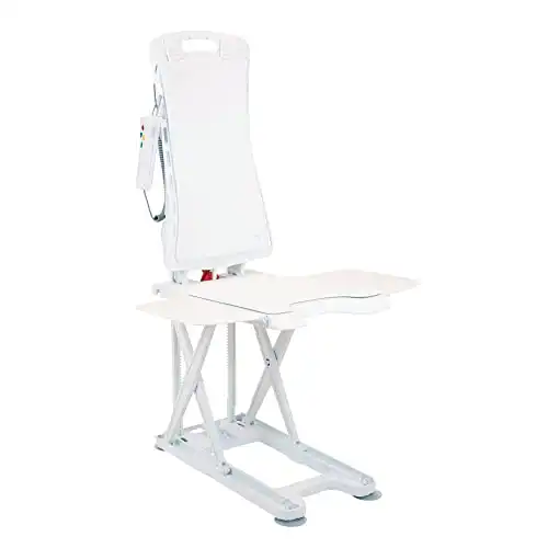 Drive Medical Bellavita Dive Bath Lift Chair, Reclining Electric Auto Bath Lifter & Tub Chair Lift, Bathtub Seat Transfer Chair with Open Seat Design, White