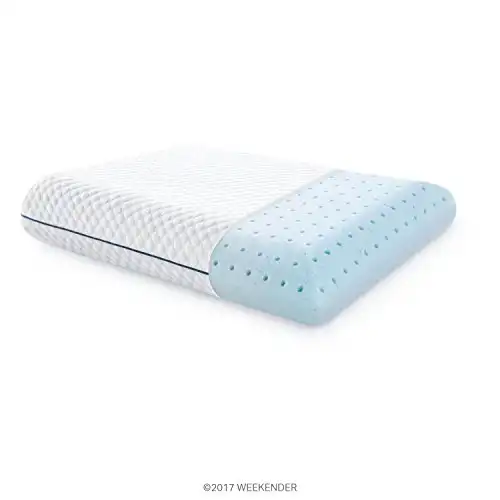 WEEKENDER Gel Memory Foam Pillow Ventilated Cooling Pillow Removable, Machine Washable Cover - Standard, White