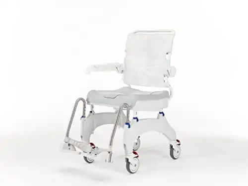 Aquatec Ocean Ergo Shower Wheelchair, Rolling Shower Chair with Wheels and Commode
