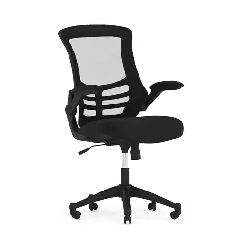 Flash Furniture Kelista Mid-Back Black Mesh Swivel Ergonomic Task Office Chair with Flip-Up Arms