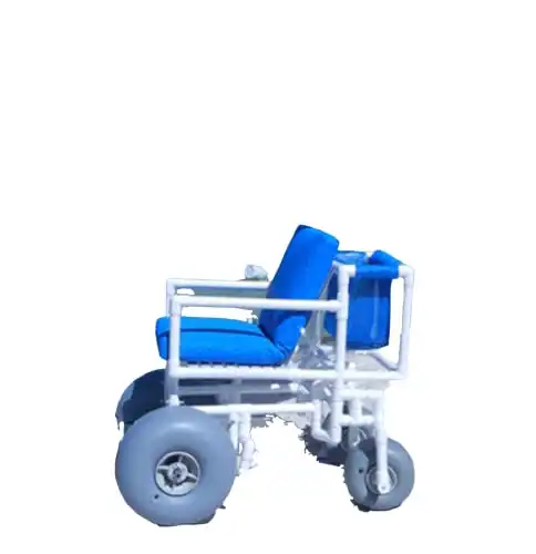 ROLLEEZ Beach Wheelchair with Wheeleez Large Front, Small Rear Rolleez Pneumatic Sand Wheels