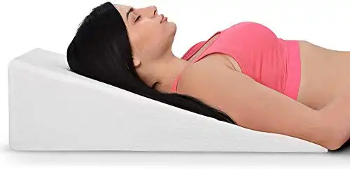 Bed Wedge Pillow With Memory Foam Top 7.5in - Ideal For Comfortable, Restful Sleeping - Wedge Pillow Neck & Back Pain Relief, Acid Reflux, Snoring, Heartburn, Allergies - Versatile & Washable ...