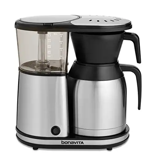 Bonavita 8 Cup Drip Coffee Maker Machine with Carafe, One-Touch Pour Over Brewer, SCA Certified, 1500 Watt, BPA Free, BV1900TS with Resting Basket