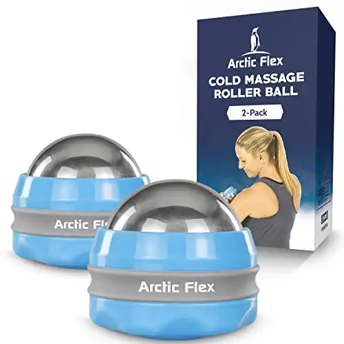 Arctic Flex Cold Massage Roller Ball (2 Pack) - Cryoball Massage Hand Ice Ball - Sore Muscle Cold Therapy - Deep Tissue Depuffer Pain Relief - Jaw Eye Ice Depuffing Tool for Migraine, Injury, Foot
