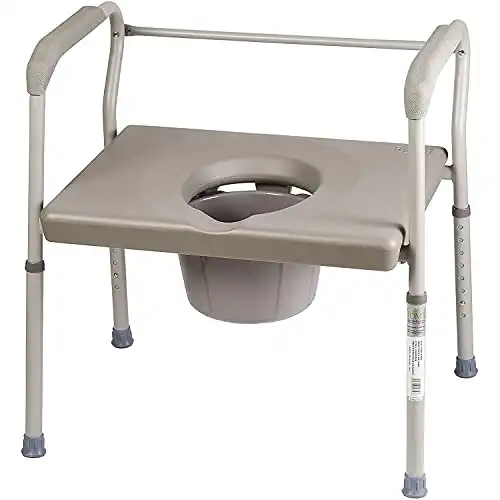 DMI Bedside Commode, Portable Toilet, Commode Chair, Raised Toilet Seat with Handles, Holds Up to 500 Pounds with Included 7 qt Commode Bucket, FSA and HSA Eligible, Adjustable from 19-23 Inches