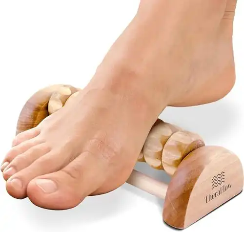 TheraFlow Multifunctional Foot Massager - Relieve Tension for Plantar Fasciitis and Aching Feet - Gain Myofascial Release Through Acupressure - Wood Therapy Massage Tools, Small