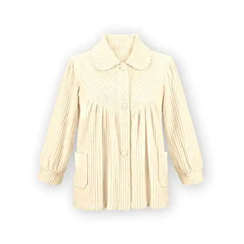 Collections Etc Soft Fleece Button Down Bed Jacket with Pockets - Comfy Flattering Fit Over Pajamas or Nightgown