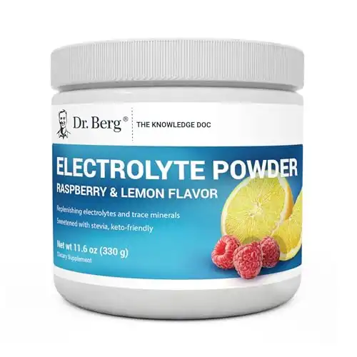 Dr. Berg Zero Sugar Hydration Keto Electrolyte Powder - Enhanced w/ 1,000mg of Potassium & Real Pink Himalayan Salt (NOT Table Salt) - Raspberry & Lemon Flavor Hydration Drink Supplement - 50 ...