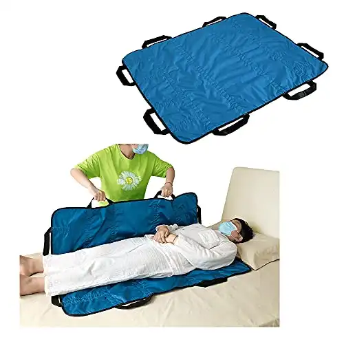 Positioning Bed Pad with Handles Hospital Sheets Transfer Board Belts Patient Lift Elderly Assistance Incontinence Mattress Sheets for Turning, Lifting, Repositioning Washable Underpads (48" x 40...