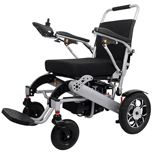 2023 Folding Electric Powered Wheelchair Lightweight Portable Smart Chair Personal Mobility Scooter Wheelchair - Weighs only 58 lbs with Battery - Supports 300 lb (Silver)