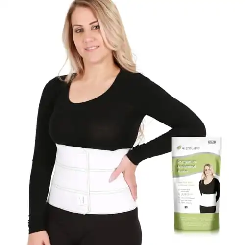 AltroCare Postpartum & Post Surgery Abdominal Binder. Support Recovery after C-Section, Natural Birth, Hysterectomy, Hernia. 3 Panel design, Size S/M (30" to 45").