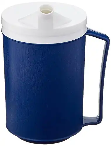 Sammons Preston Insulated Mug with Snorkel Lid, Durable Container for Hot and Cold Liquid Beverages, Tea, Smoothies, 12 oz Blue Travel Coffee Cup with Lid for Elderly, Disabled, Handicapped, Weak Grip