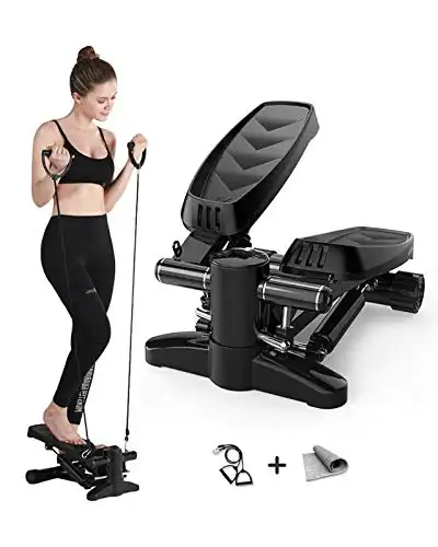 Arcwares Stair Stepper, Portable Fitness Mini Step Machine with Resistance Bands and LCD Monitor, Exercise Home Workout Equipment for Full Body Workout, Exercise, Stair Stepping Fitness