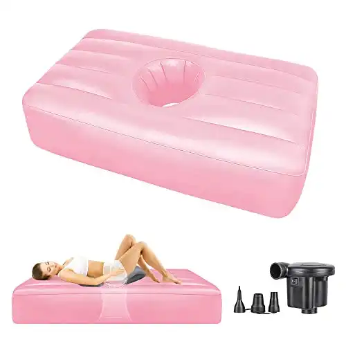 socivis BBL Bed with Hole After Surgery for Butt, Inflatable BBL Mattress for Post Surgery Recovery and Sleeping, Portable Air Bed Brazilian Butt Lift Supplies Kit, Including Electric Inflator (Pink)