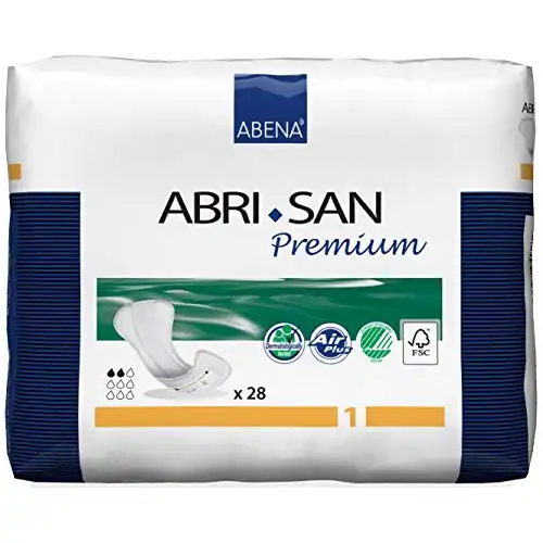 Abena Abri-San Premium Incontinence Pads, Light Absorbency, (Sizes 1 To 3A) Size 1, 28 Count