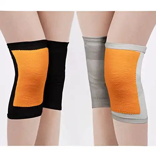 2 Pack Thicken Fleece Lined Knee Warmers- Cashmere Knee Joint Brace Support Pads Wool Warm Thermal Winter Warmer Supplies Knee Sleeves Knee Pads Knee Warmers for Arthritic Knees (M)