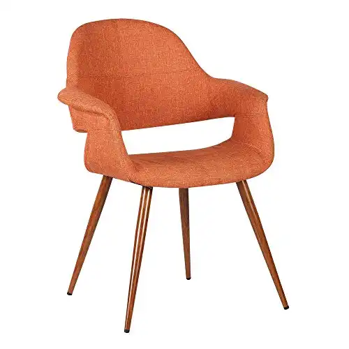 Armen Living Phoebe Mid-Century Modern Fabric Upholstered Dining Chair for Kitchen Table Office Desk Vanity, 24D x 25W x 33H Inch, Orange