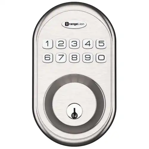 OrangeLion Keyless Entry Deadbolt Lock, Electronic Keypad Door Lock, Auto Lock, 1 Touch Locking, 20 Customizable User Codes, Back Lit, Easy Installation for Front Back Door, Satin Nickel