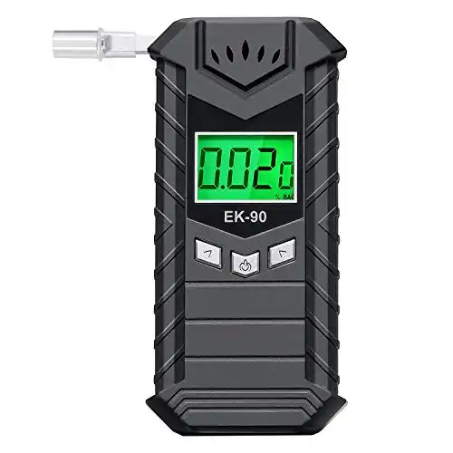Professional Breathalyzer, Portable Breath Alcohol Tester, USB Rechargeable Digital Alcohol Tester Breathalyzer with 10Mouthpieces for Home Use - Dark Gray