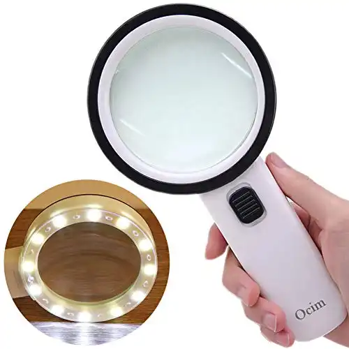 Ocim Magnifying Glass with Light,30X Lighted Magnifying Glass for Reading