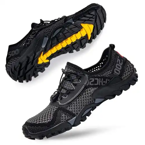 Swim Shoes Men Women Quick Dry Water Shoes Hiking Lightweight for Beach Pool Water Park Grey Black