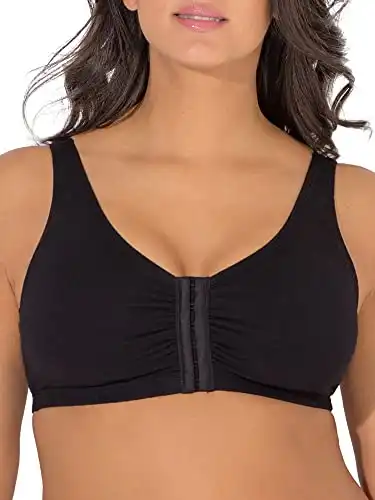 Fruit of the Loom Women's Front Close Builtup Sports Bra, Black Hue, 34