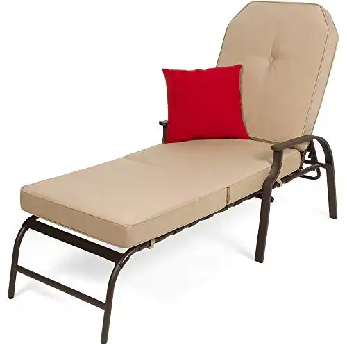 Best Choice Products Outdoor Chaise Lounge Chair W/ Cushion Pool Patio Furniture Beige